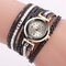 Bohemian Women Rhinestone Leather Women's Watches Multicolor Leather Bracelet Gift for Her - Black