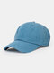 Unisex Cotton Solid Color Damaged Patch All-match Sunscreen Baseball Cap - Blue