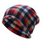 Mens Womens Grid Cotton Thickening Velvet Beanies Cap Knitted Soft Bonnet Hat And Scarf Dual-Use - Red