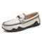 Men Retro Microfiber Leather Slip On Driving Loafers Shoes - White