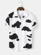 Mens Cloud Print Button Up Holiday Short Sleeve Shirts - White