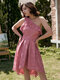 Irregular Ruffle Solid Sleeveless Elegant High-low Lace Dress - Pink