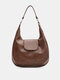 Bolsa feminina de couro PU simples moda tendência ombro Bolsa bolsa premium de grande capacidade para axilas Bolsa - Café