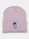 Men & Women Wool Warm Windproof Sunvisor Astronaut Printing Knitted Hat Beanie Hat - Pink