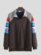 Mens Winter Fleece Warm Fashion Patchwork Long Sleeve Zip Collar Casual Sweatshirts - Coffee