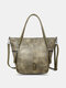 Faux Leather Retro Waterproof Large Capacity Tote Handbag Crossbody Bag - Green