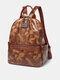 Retro Oil Wax Leather Multi-Compartments Backpack Large Capacity School Bag - Brown