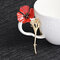 Fashion Red Poppy Flower Brooch Vintage Collar Pins Suit Accessories Jewelry for Unisex - Gold