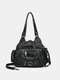 Women Vintage Rivet Soft Leather Shoulder Bag Handbag Tote - Black