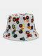 Unisex Cotton Colorful Graffiti Overlay Casual Outdoor Sunshade Bucket Hat - White