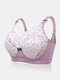 Plus Size Beauty Lace Push UP Gather Minimizer Lightly Lined Adjusted Straps Bras For Cool Summer - Purple