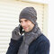 Men 2/3PCS Solid Color Keep Warm Sets Fashion Casual Wool Hat Beanie Scarf Full-finger Gloves - #01