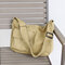 Canvas Leisure Crossbody Bag Solid Shoulder Bag - Khaki