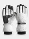 Women Plus Velvet Constellation Print Lengthened Knitted Elastic Wrist Windproof Waterproof Warmth PU Non-slip Touchscreen Gloves - White