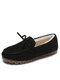 Women's House Slippers Indoor Outdoor Moccasin Fuzzy Fluffy Furry Loafers Suede Warm Shoes - Black
