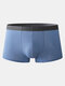 Men Nude Thin Boxers Brief Plain Ice Silk Seamless Underwear  - Lake Blue