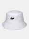 Unisex Cotton Double-sided Wearable Letter Graffiti Pattern All-match Sunscreen Bucket Hat - White