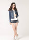 lapel fashion basic denim clothing denim jacket - Navy Blue