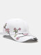 Unisex Cotton Plum Bossom Pattern Embroidered Vintage Sunshade Baseball Cap - White