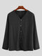 Men Striped V Neck Sweater Loungewear Tops Cozy Button Up Homewewar - Black