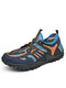 Men Outdoor Mesh Splicing Lace Up Hiking Water Shoes - Blue