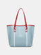 Women Patchwork Large Capacity Handbag Shoulder Bag Tote - Blue