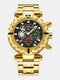 Multifunctional Men Business Watch Luminous Chronograph Calendar Quartz Watch - Black Dial Gold Band