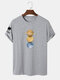 Mens Planet Letter Sleeve Print Crew Neck Street T-Shirts - Gray
