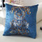Luxurious Velour Pillow Cover Bronzing Cushion Cover Home Decor Golden Print PillowCase - Blue