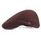 Mens Cotton Solid Color Beret Cap Sunshade Hat Casual Outdoors Peaked Forward Cap Adjustable Hat - Coffee