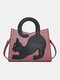 حقيبة يد نسائية على شكل قطة حقيبة كروس مرقعة - زهري