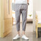 Men's Cotton Nine Points Casual Pants Fashion Teen Students Men's Pants Thin Section Men's Trend Trend Slim Feet Pants - Light Grey