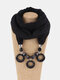 Vintage Rings Geometric-beaded Pendant Solid Color Bali Yarn Resin Scarf Necklace - Black