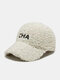 Unisex Artificial Lambwool Letter Embroidery All-match Warmth Baseball Cap - Beige