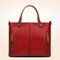 Women Oil Wax Leather Tote Bag Retro Shoulder Bags Handbags  - Wine Red
