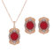 Elegant Jewelry Set Rhinestone Pearl Necklace Earrings Set - Red