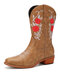 Large Size Women Retro Ethnic Comfy Square Toe Roses Embroidery Cowboy Boots - Brown