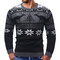 Men Casual Peaceful Deer Printed Long Sleeve Pullover Sweater - Black