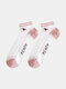 3 Pairs Women Cotton Glass Silk Peach Letters Stripes Pattern Jacquard Breathable Socks - #01