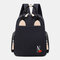 Women Waterproof Cartoon Casual Backpack School Bag - Black