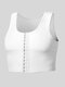Mens Seamless Front Closure Body Shaping Cozy Cropped Tank Shapewear - White