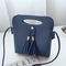 Women Mini PU Crossbody Bags Tassel Phone Bags - Blue