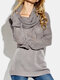 Solid Color Button Knitted Turtleneck Two-pieces Sweater Blouse - Gray