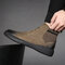 Men Retro Color Leather Fabric Splicing Non-slip Soft Sole Casual Boots - Camel