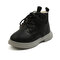 Girls Windproof Warm Lining Lace Up Side Zipper Tooling Boots - Black