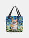 Women Colorful Dog Pattern Prints Handbag Shoulder Bag Tote - 01