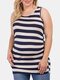 Plus Size Maternity Striped Print Soft Cotton Vest - White