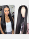 Black Long Straight Hair Middle Part Synthetic Fiber Full Head Cover Wig - Black