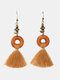Bohemian Vintage Ring Tassel Color Rope Earrings Turquoise Earrings - Orange