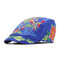 Women Embroidery National Style Sun Hat Vintage Breathable Adjustable Beret Cap - Blue